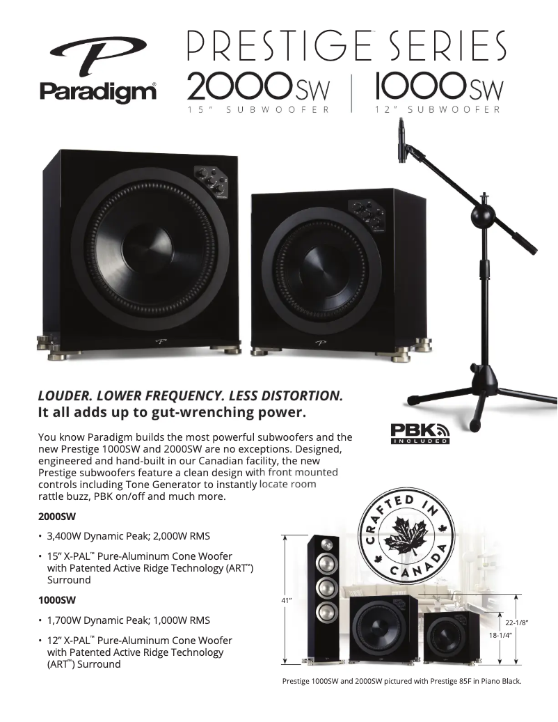 Page n°1 - Fiche technique Paradigm Prestige 1000SW