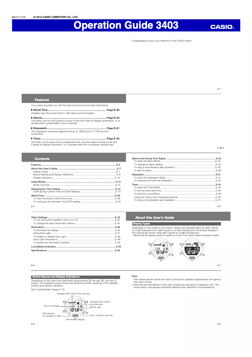 Image de la première page du manuel de l'appareil G-Shock GD350