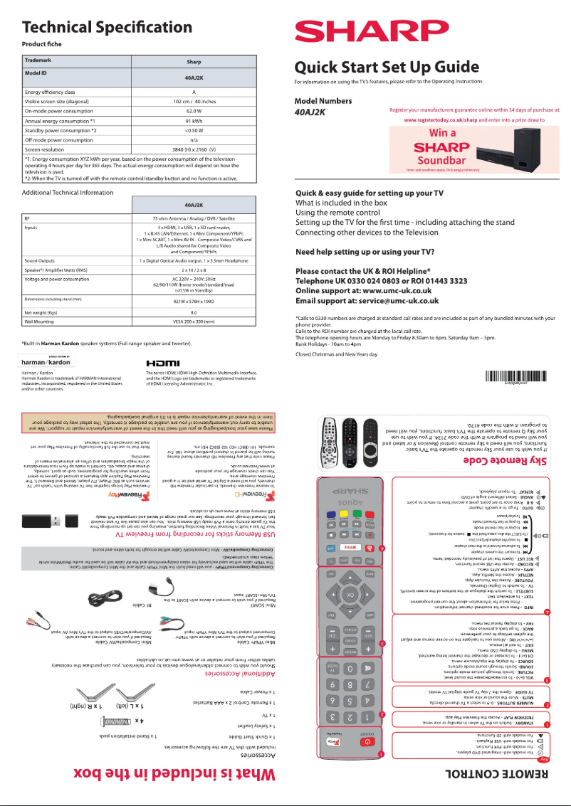Page n°1 - Guide de démarrage rapide Sharp 40AJ2E