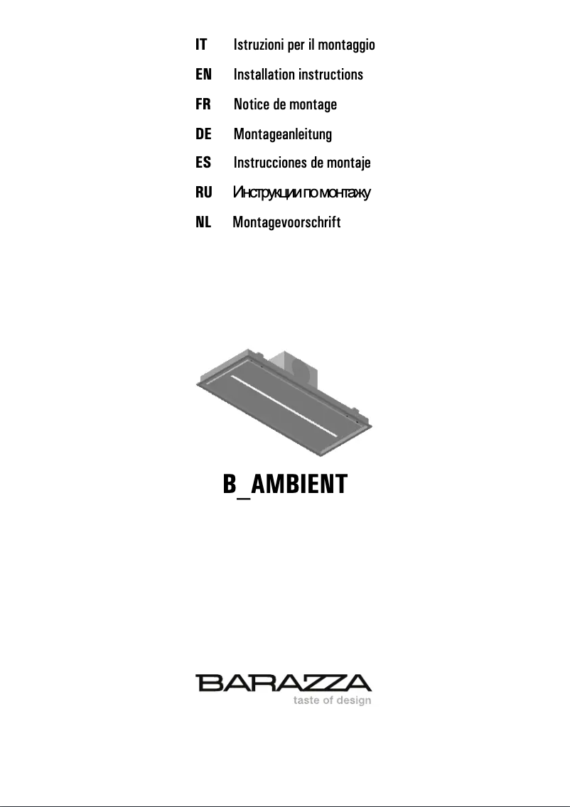 Page n°1 - Manuel utilisateur Barazza 1KBAS12