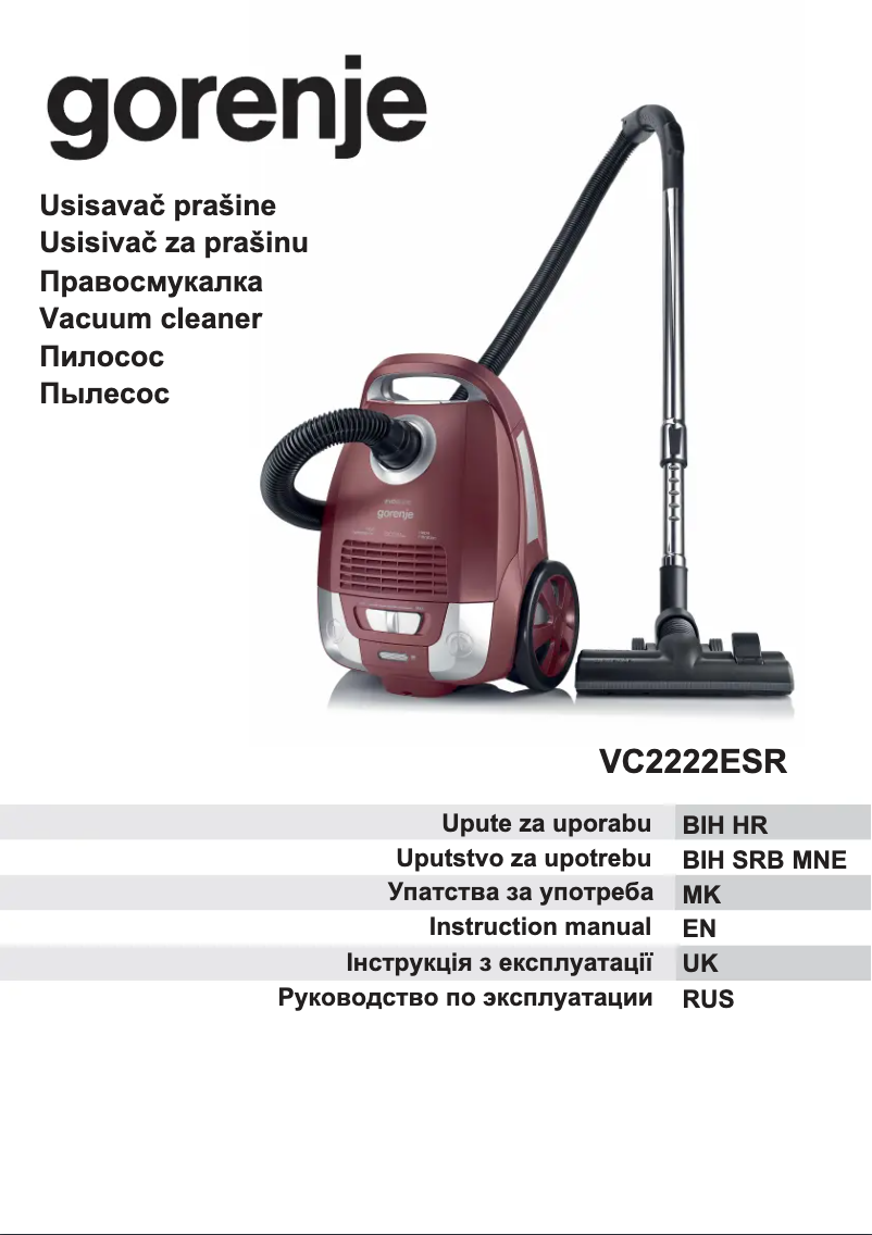 Page 1 de la notice Manuel utilisateur Gorenje VC2222ESR