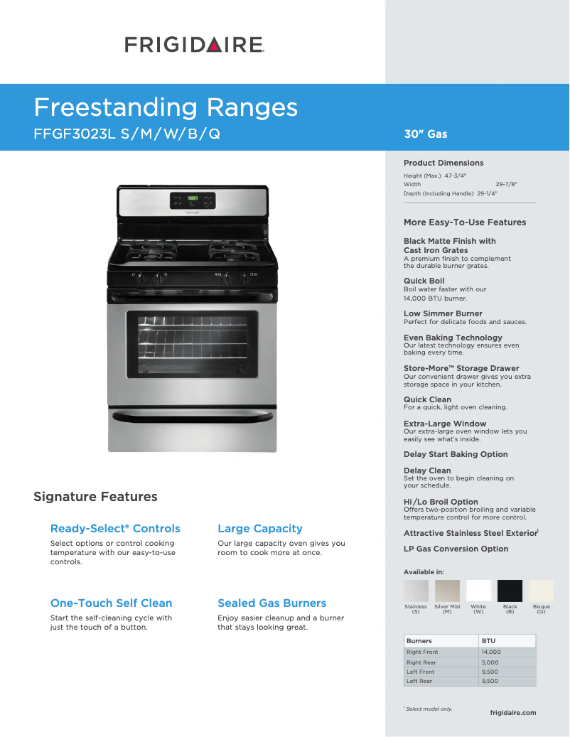 Image de la première page du manuel de l'appareil FFGF3023LW