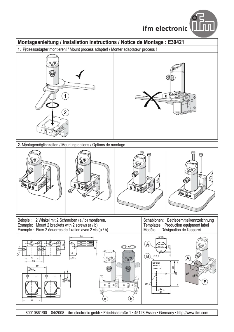 Page 1 de la notice Manuel utilisateur IFM E30421