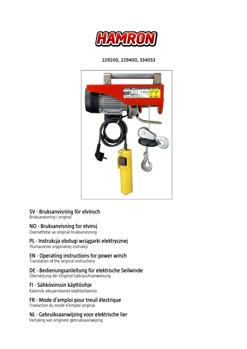 Página 1 del manual Manual de usuario Hamron 229400