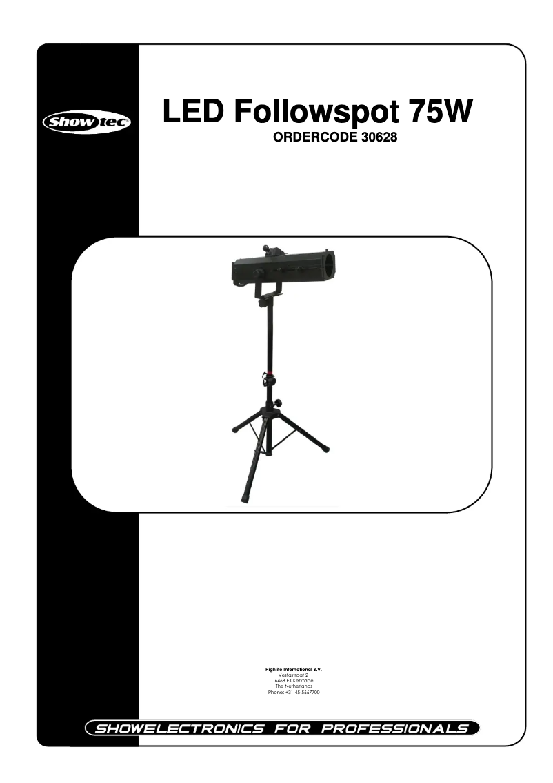 Page 1 de la notice Manuel utilisateur Showtec Followspot LED 75W