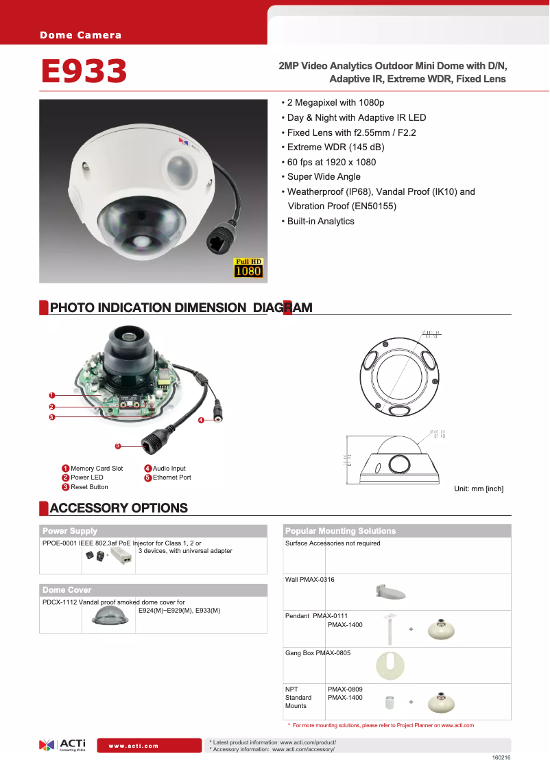 Page 1 de la notice Brochure ACTi E933