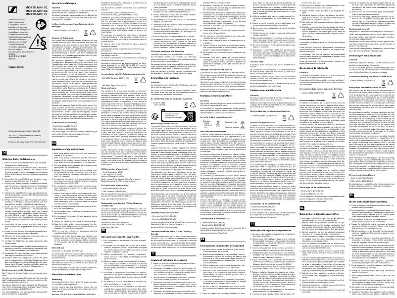 Page 1 de la notice Instructions de sécurité Sennheiser MKH 30 P48