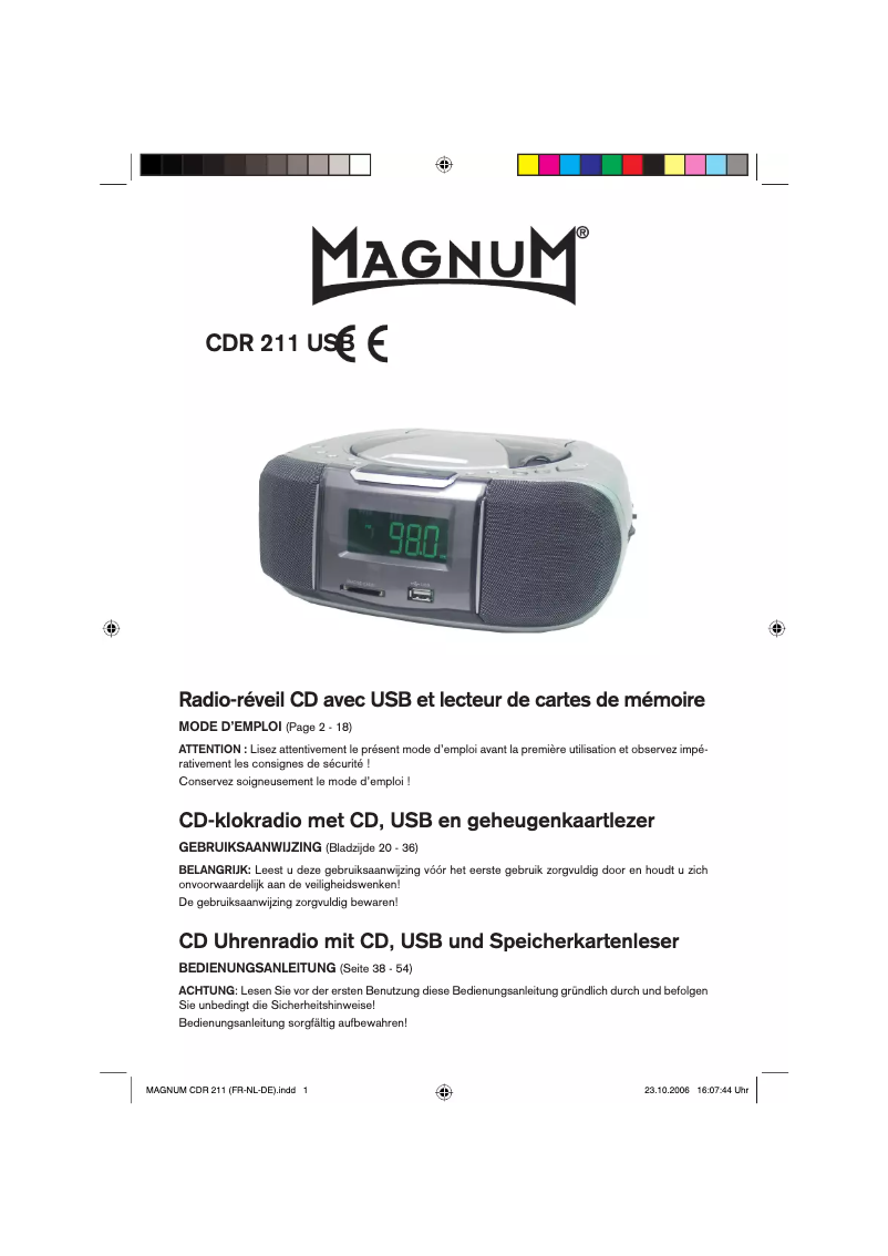 Image de la première page du manuel de l'appareil CDR 211 USB