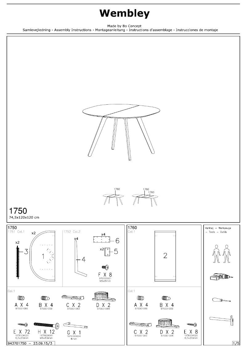 Page n°1 - Manuel utilisateur BoConcept Wembley