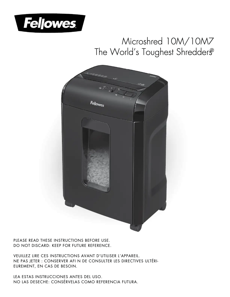 Page n°1 - Manuel utilisateur Fellowes Powershred 10M7