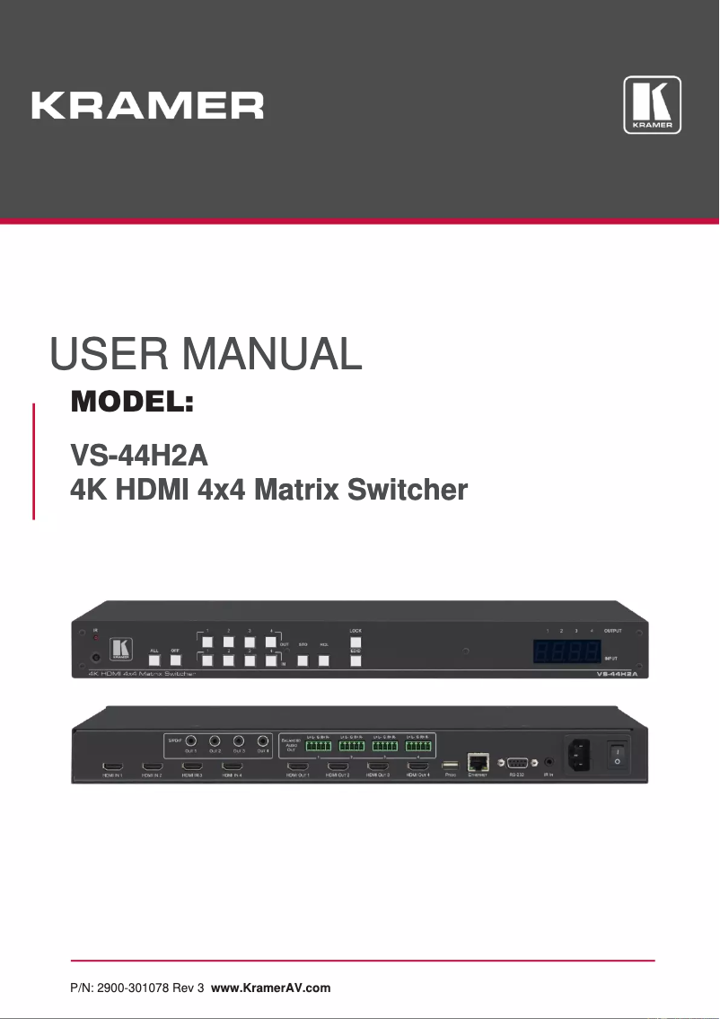 Page n°1 - Manuel utilisateur Kramer VS-44H2A