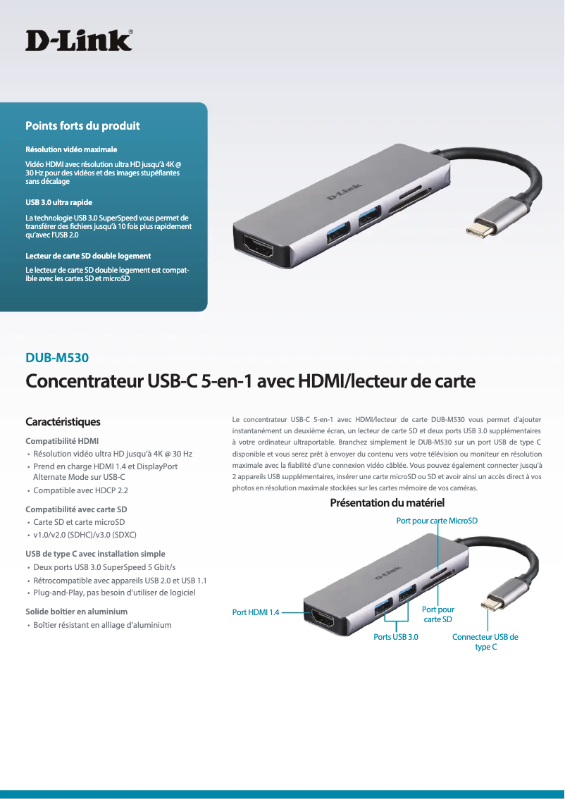 Image de la première page du manuel de l'appareil DUB-M530