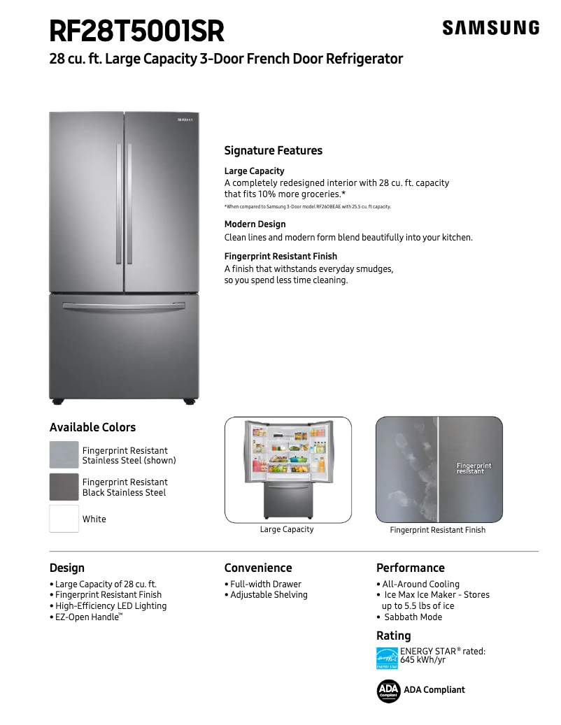 Image de la première page du manuel de l'appareil RF28T5001WW