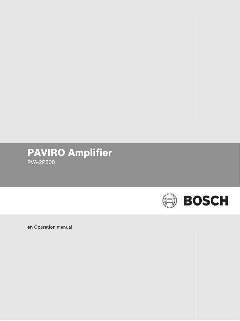 Page n°1 - Manuel utilisateur Bosch PAVIRO PVA-2P500