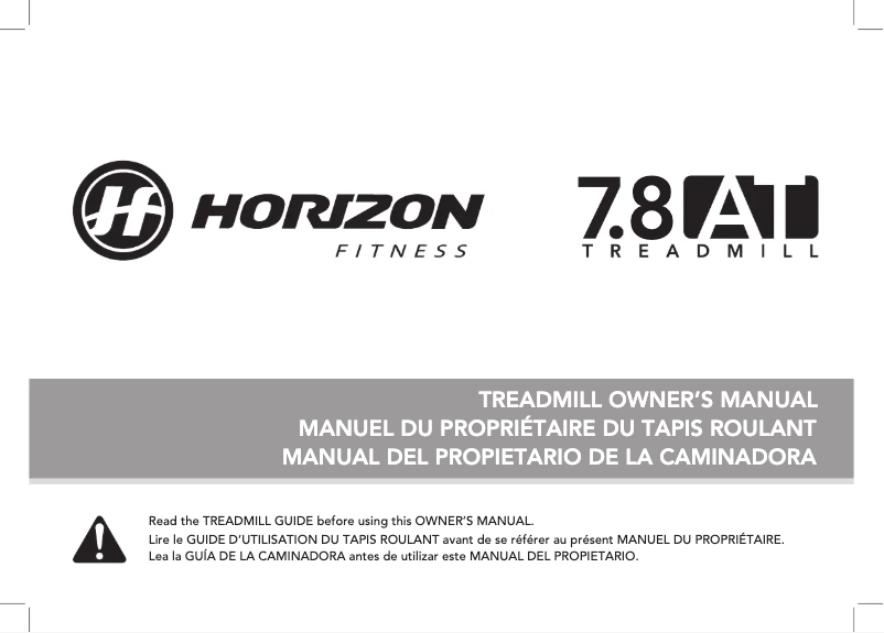 Page 1 de la notice Manuel utilisateur Horizon Fitness 7.8AT