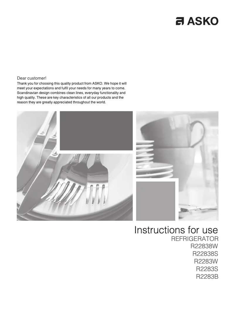 Page 1 de la notice Manuel utilisateur Asko R2283B