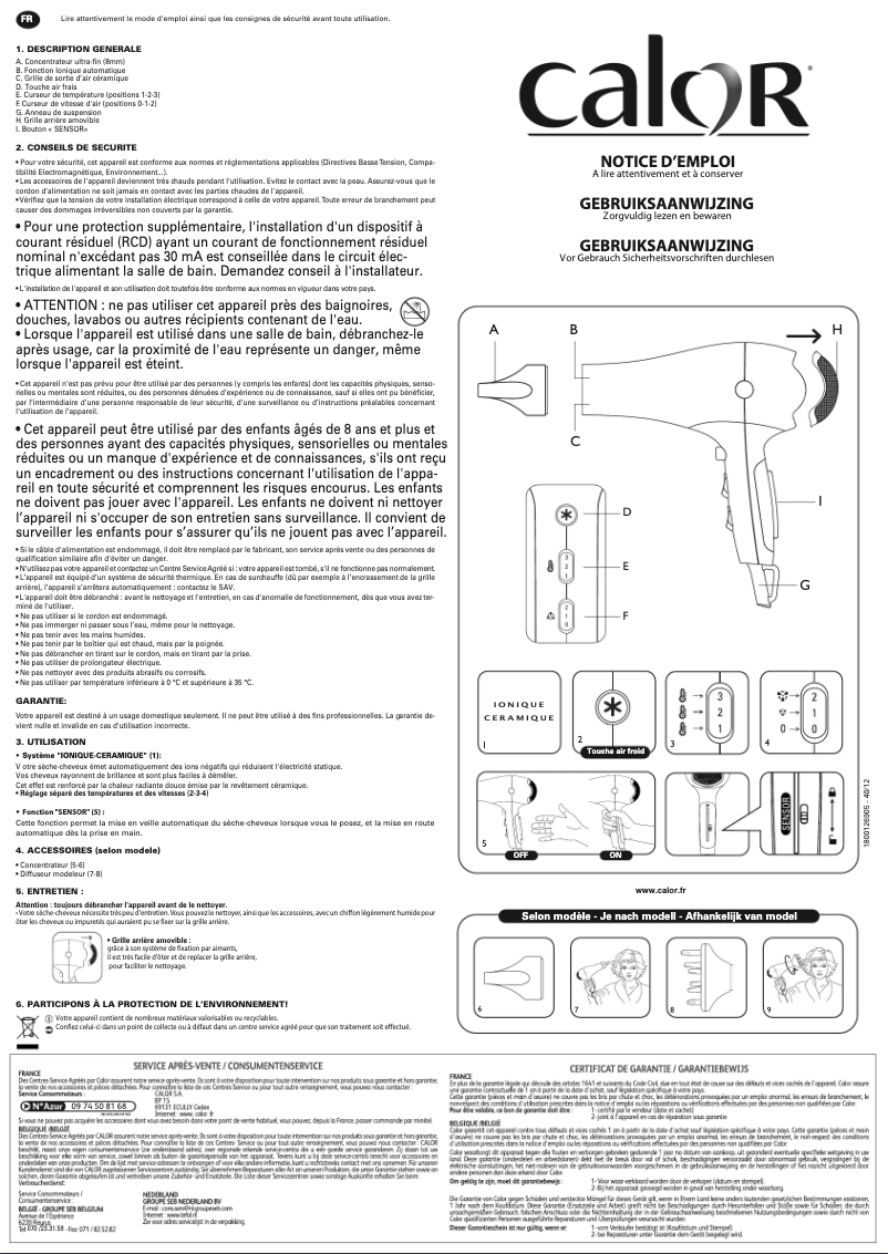 Page 1 of the manual User Manual Calor Infini Pro Sensor CV8670C0