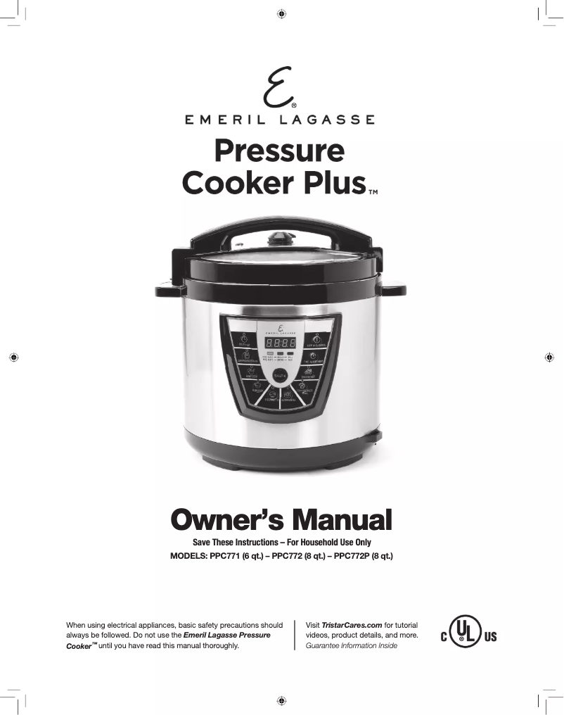 Page 1 de la notice Manuel utilisateur Emeril Lagasse Pressure Cooker Plus