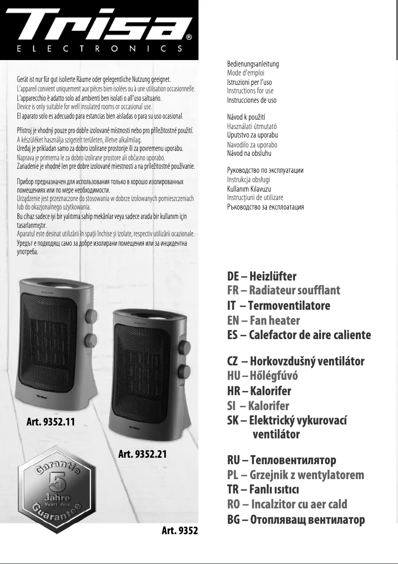 Image de la première page du manuel de l'appareil Vario Heater