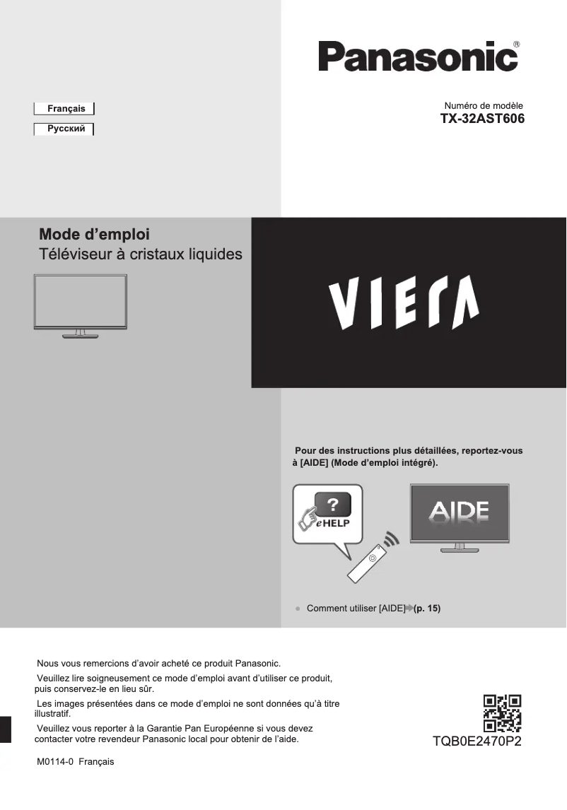 Page 1 de la notice Manuel utilisateur Panasonic Viera TX-32AST606