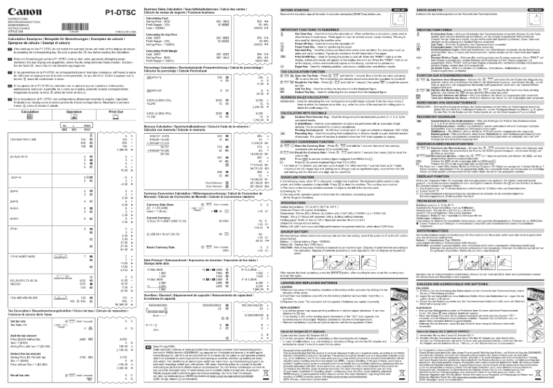 Image de la première page du manuel de l'appareil P1-DTSC