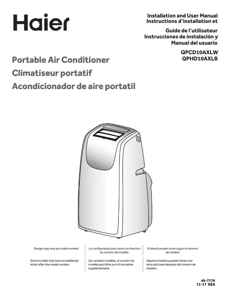 Page 1 de la notice Manuel utilisateur Haier QPCD10AXLW