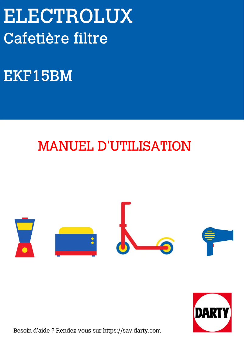 Page 1 de la notice Manuel utilisateur Electrolux EKF15BM