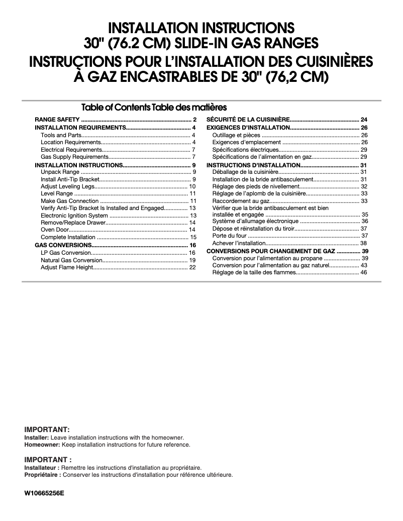 Page n°1 - Guide d'installation Maytag MGS8800FZ