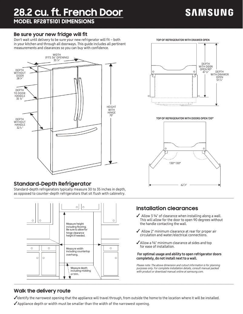 Page n°1 - Guide de mesure Samsung RF28T5101SG