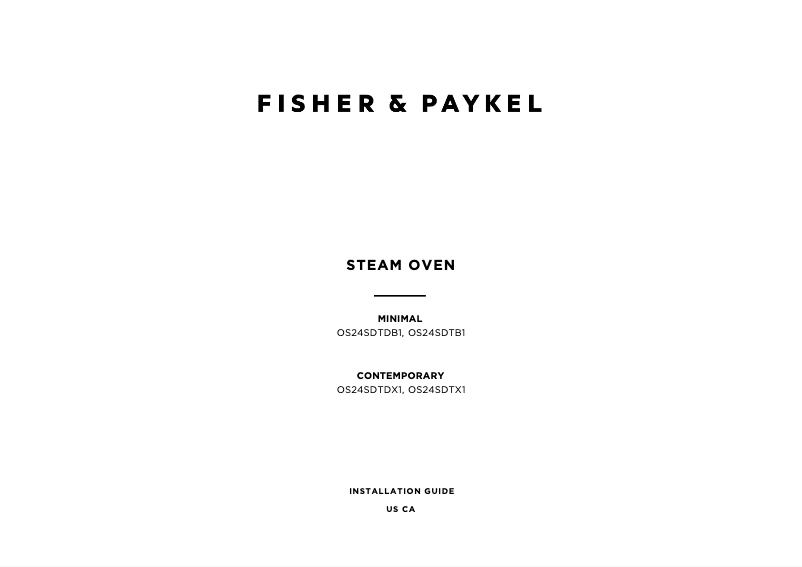 Page 1 de la notice Guide d'installation Fisher & Paykel OS24SDTDB1