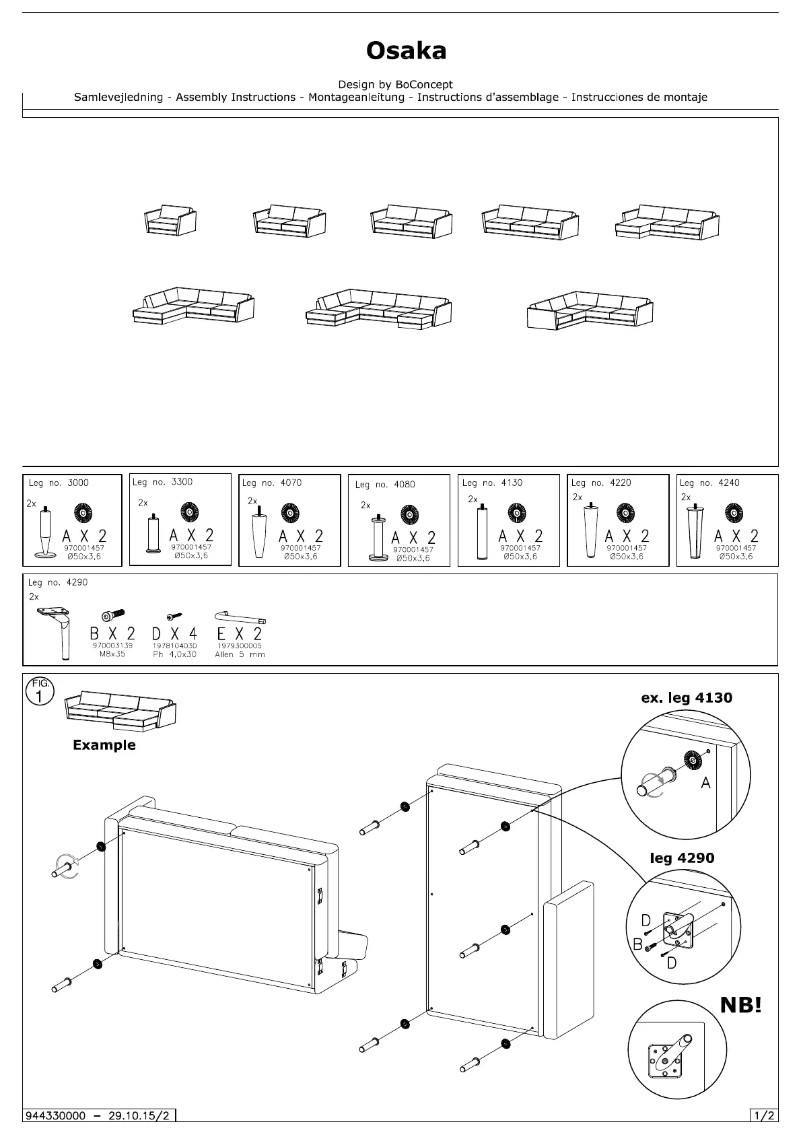 Page 1 de la notice Manuel utilisateur BoConcept Osaka