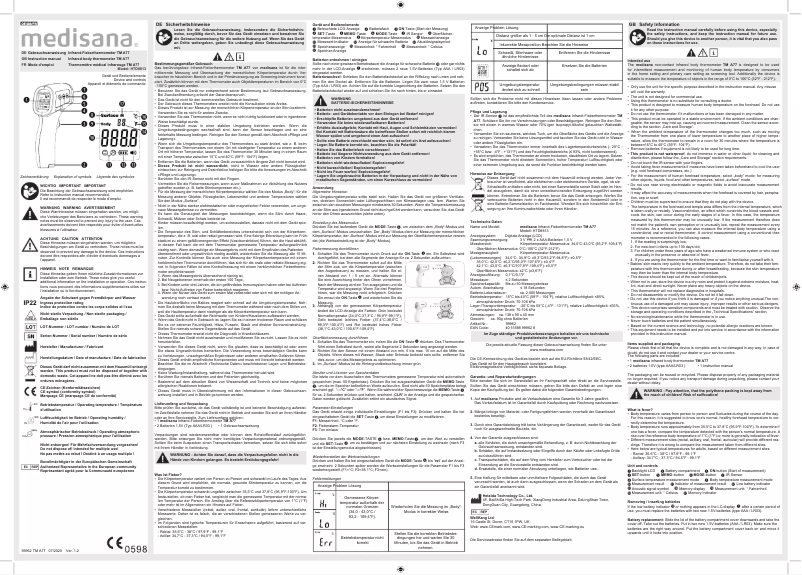 Page n°1 - Manuel utilisateur Medisana TM A77
