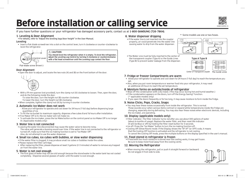 Page n°1 - Guide de démarrage rapide Samsung RS28A500ASR