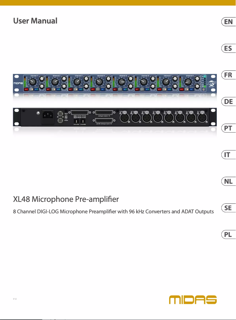 Page n°1 - Manuel utilisateur Midas XL48