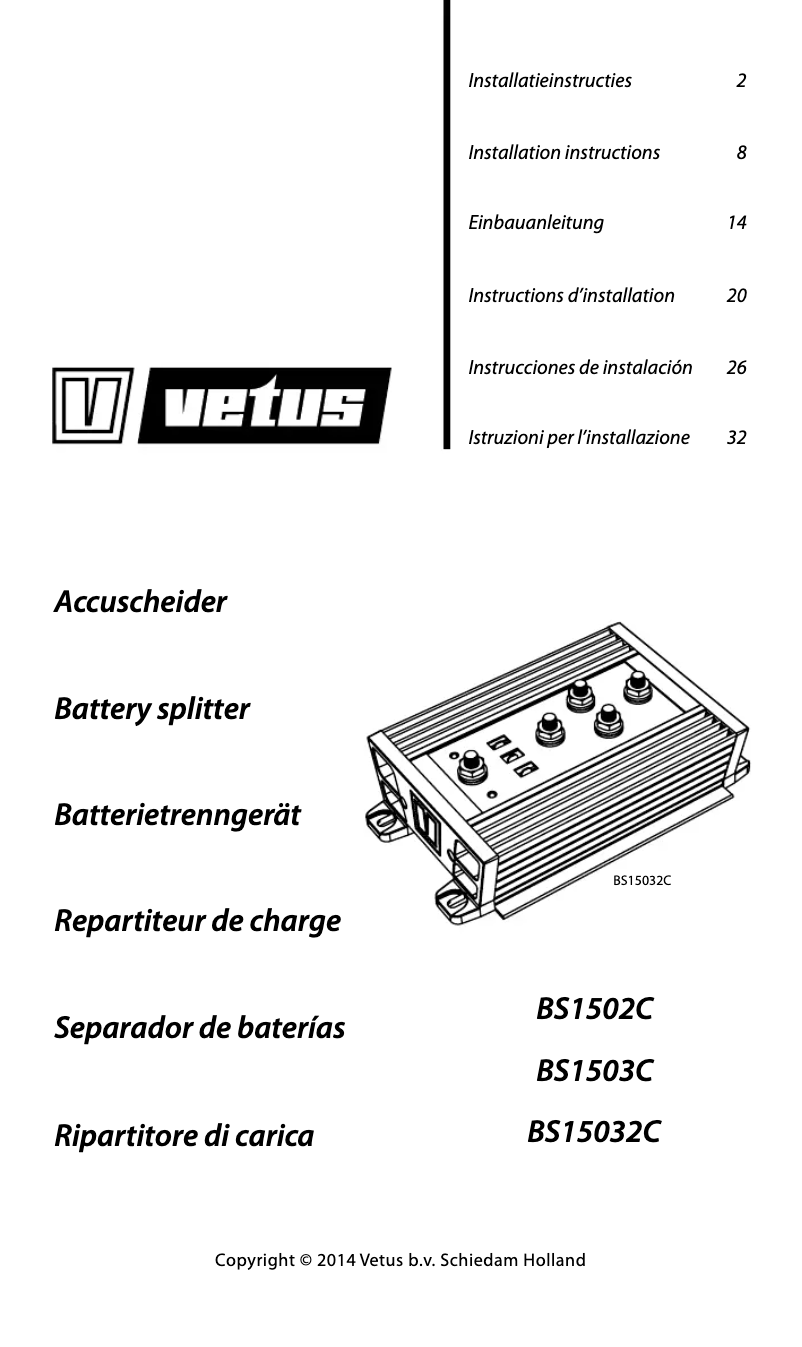 Page n°1 - Manuel utilisateur Vetus BS1502C
