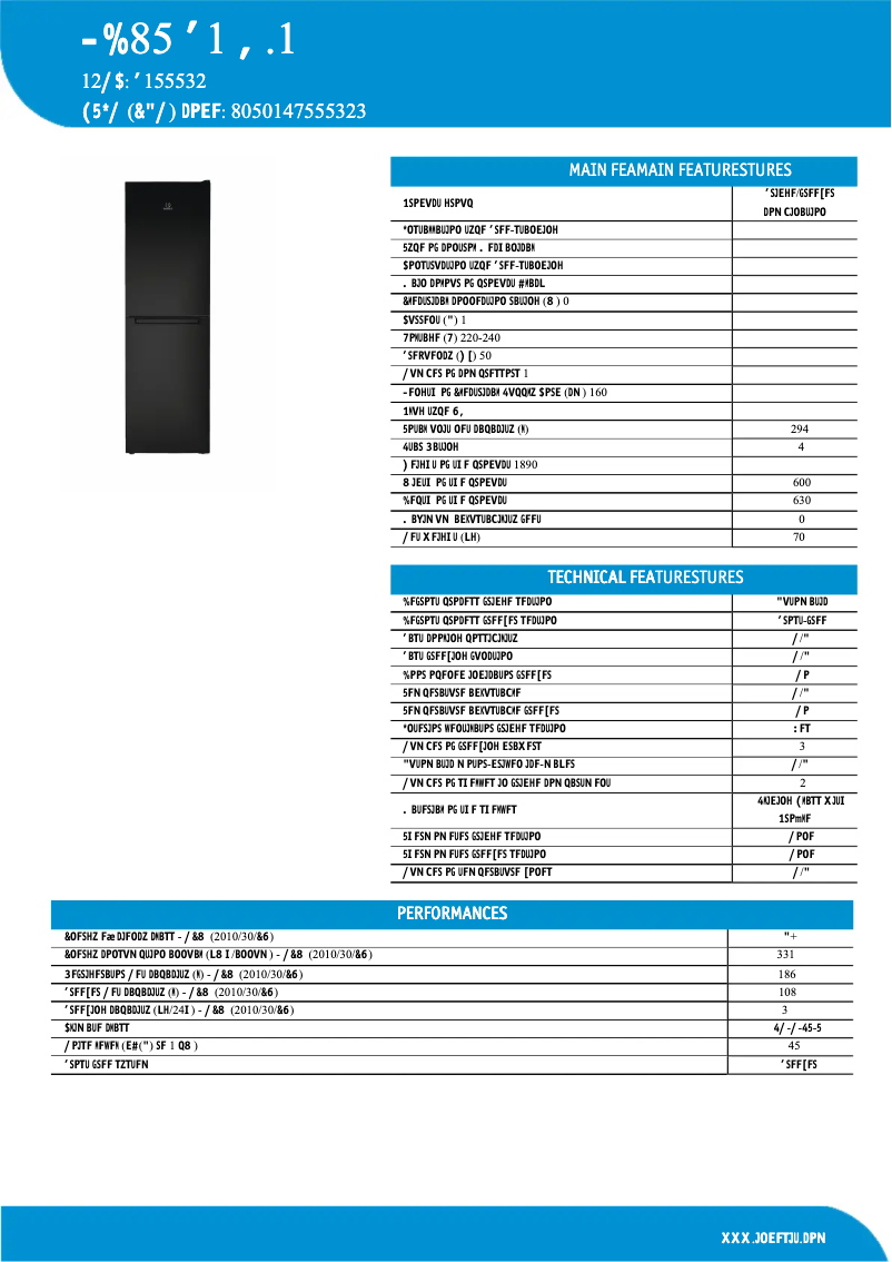 Page n°1 - Fiche technique Indesit LD85 F1 K.1