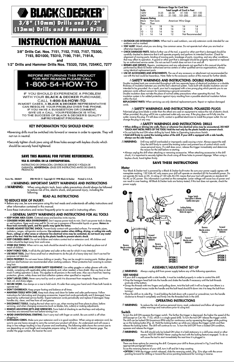 Page 1 de la notice Manuel utilisateur Black & Decker 7157