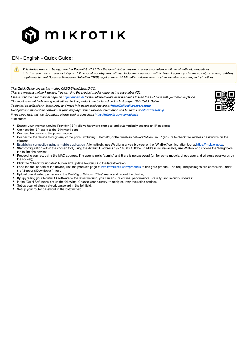 Page n°1 - Manuel utilisateur Mikrotik hAP ax²