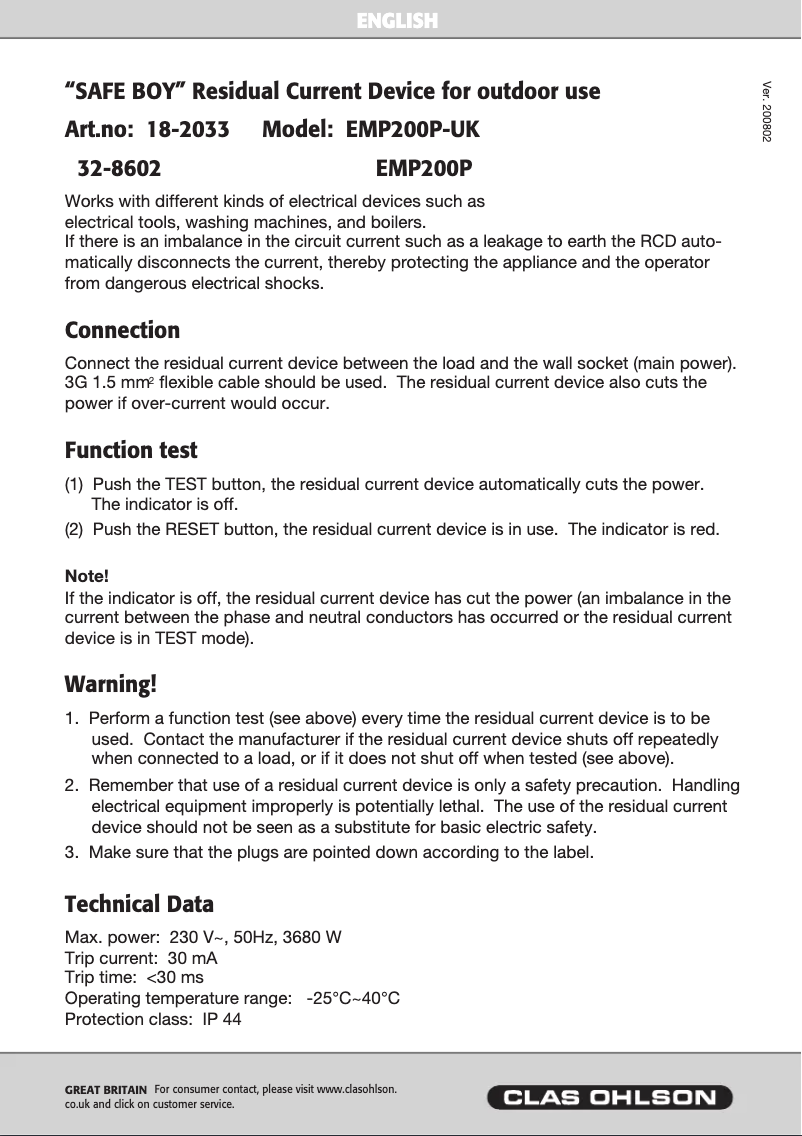 Page 1 de la notice Manuel utilisateur Cotech EMP200P