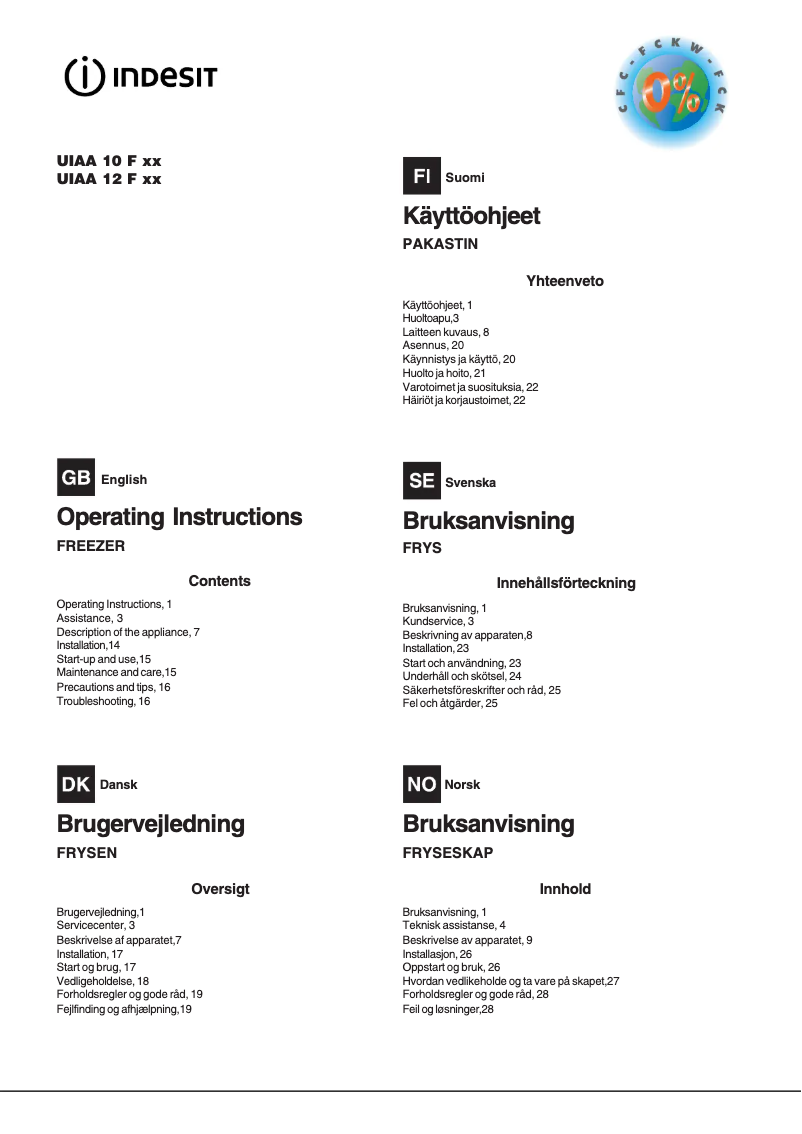 Page n°1 - Manuel utilisateur Indesit UIAA 12 F X