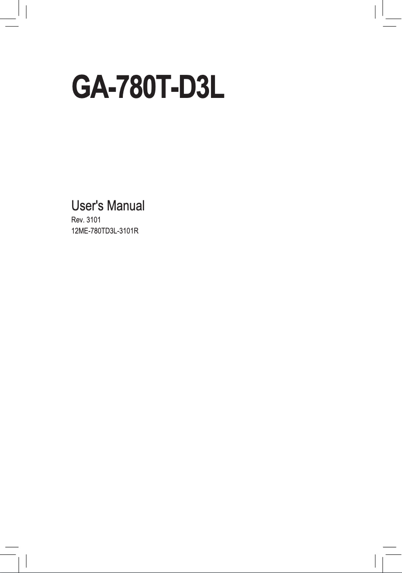 Image de la première page du manuel de l'appareil GA-780T-D3L