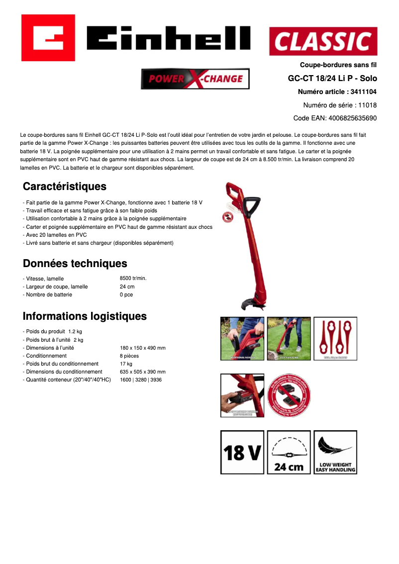 Image de la première page du manuel de l'appareil GC-CT 18/24 Li P-Solo