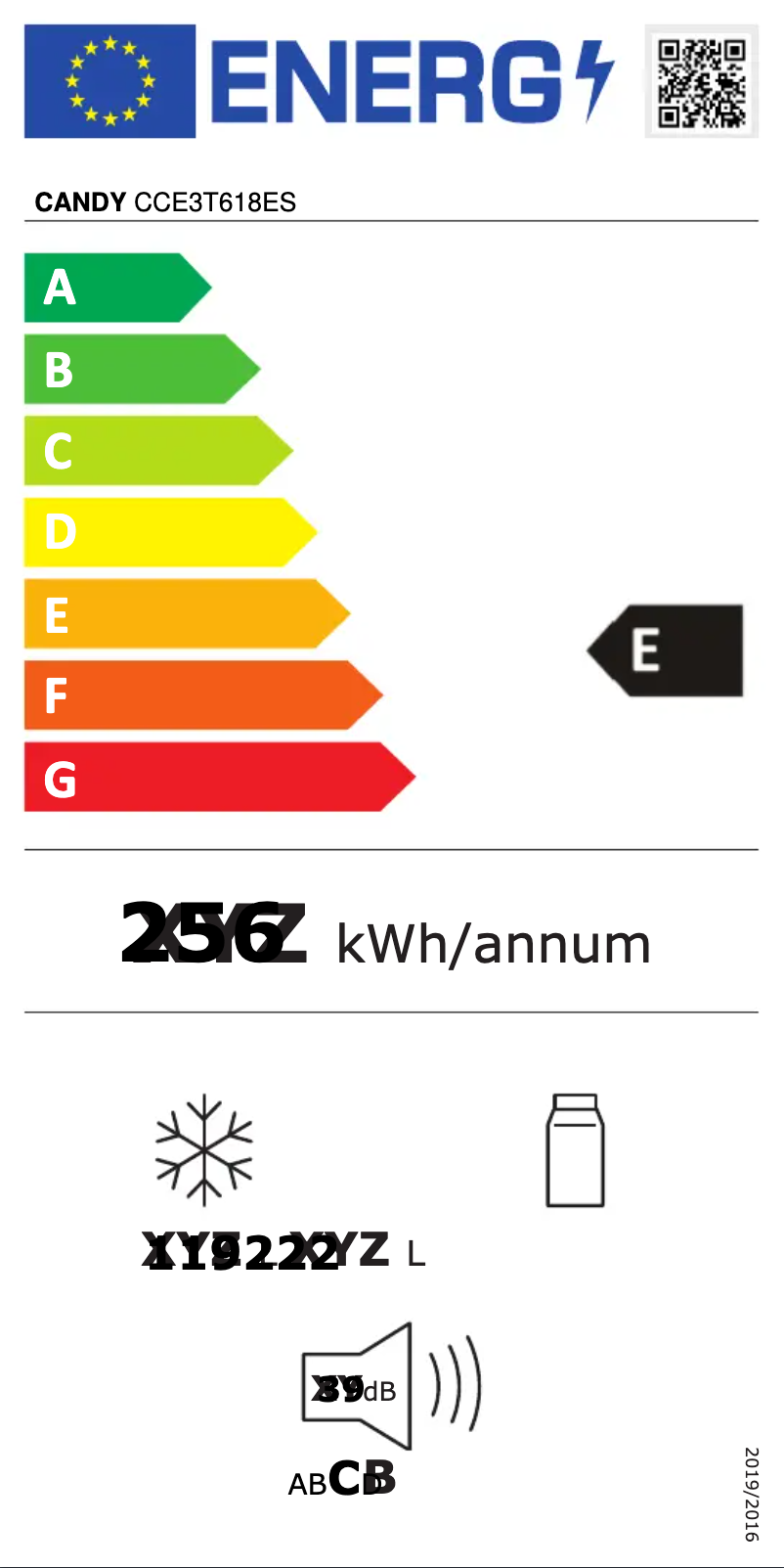 Page n°1 - Label énergétique Candy CCE3T618ES