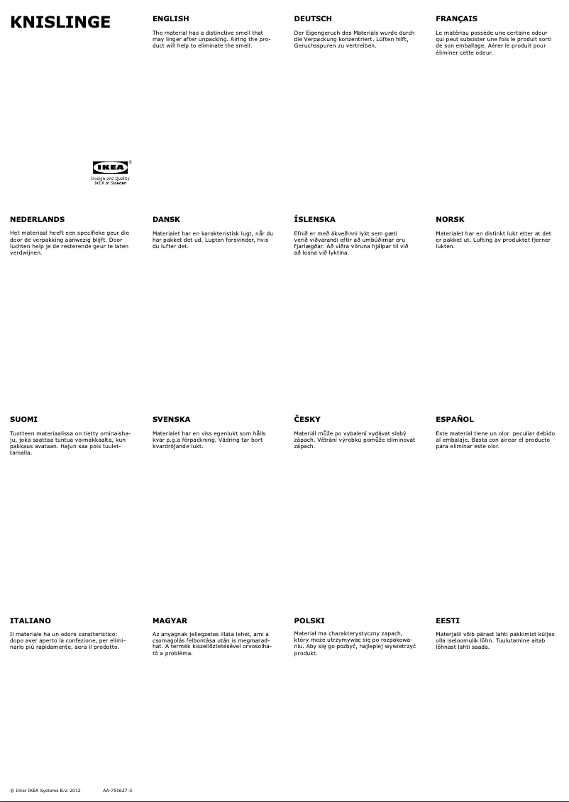 Image de la première page du manuel de l'appareil KNISLINGE