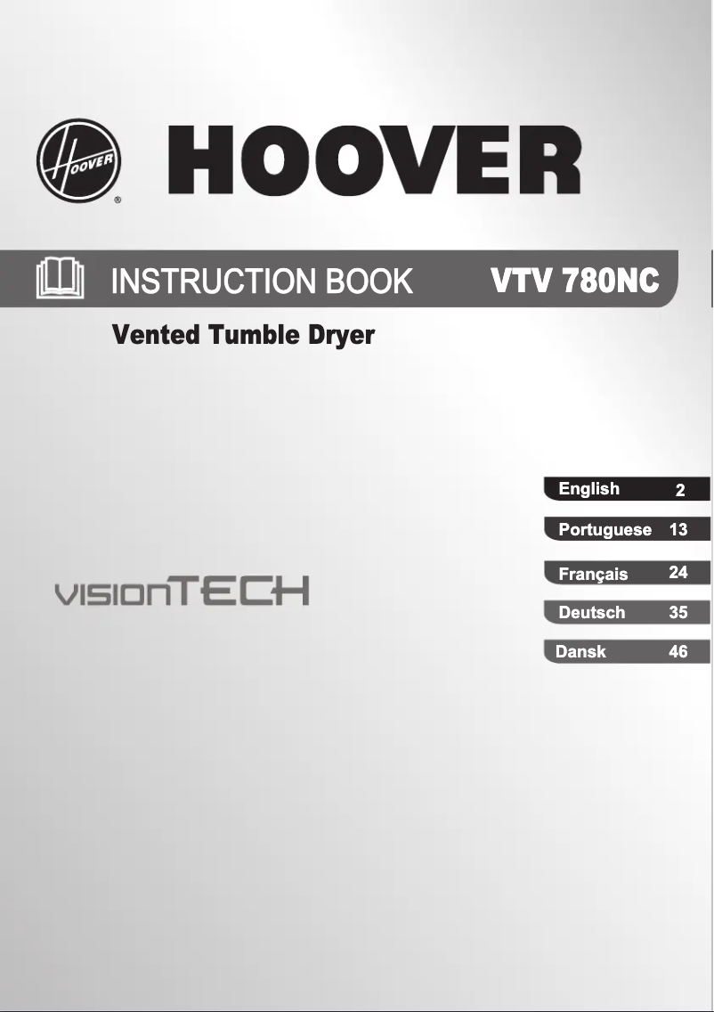 Page n°1 - Manuel utilisateur Hoover VTV 780NC-S