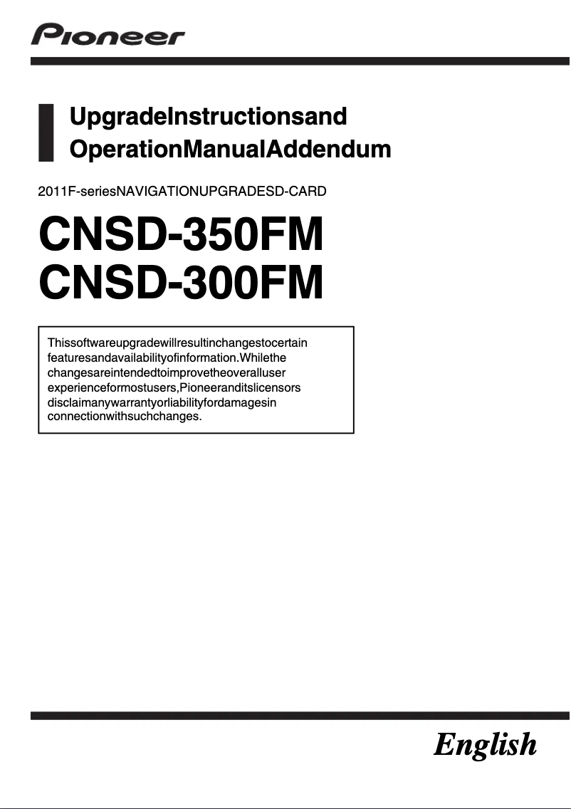 Page n°1 - Manuel utilisateur Pioneer CNSD-350FM