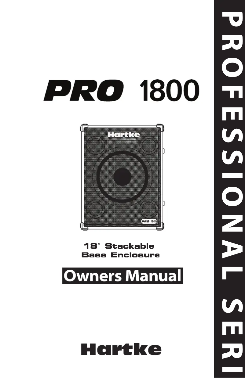 Page 1 de la notice Manuel utilisateur Hartke Pro 1800