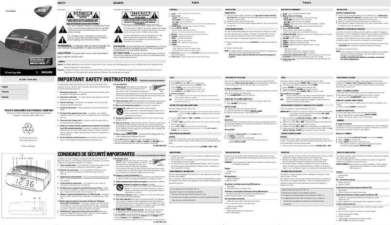 Page 1 de la notice Manuel utilisateur Philips AJ3120