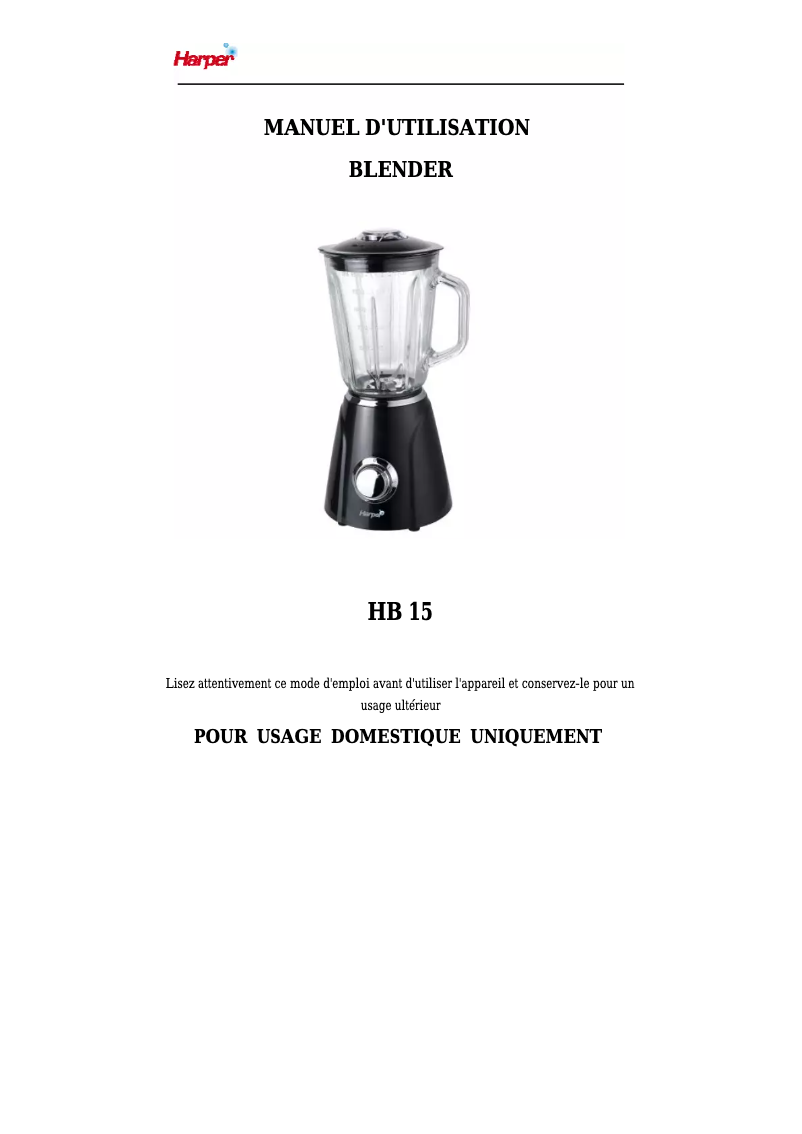 Image de la première page du manuel de l'appareil HB15