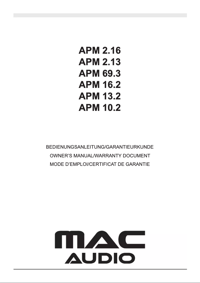 Image de la première page du manuel de l'appareil APM 13.2